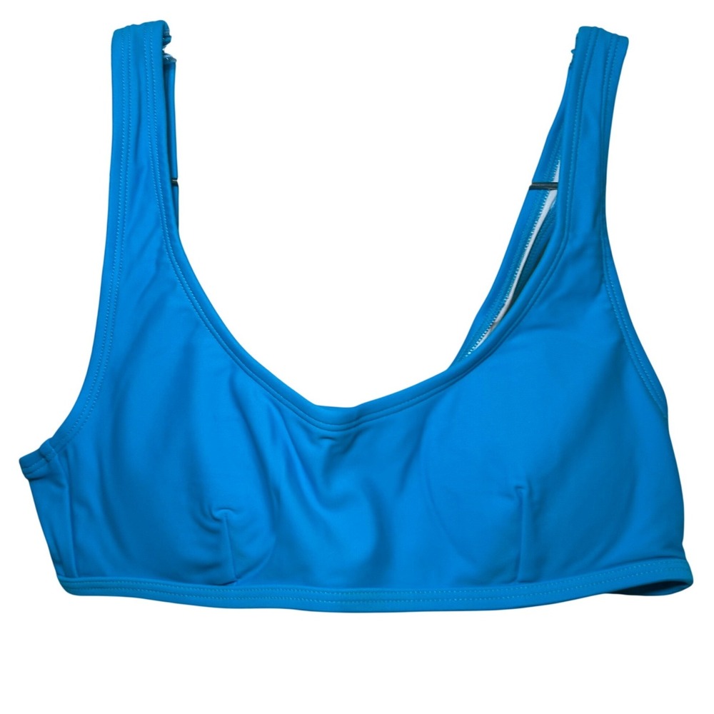 Halara Womens Scoop Neck Bikini Top Blue Padded Swim XS beach vacation resort